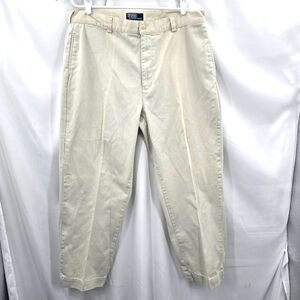 Polo Ralph Lauren Vintage Chino Pants Men's Size‎ 38x30 Khaki Flat Front Cotton.